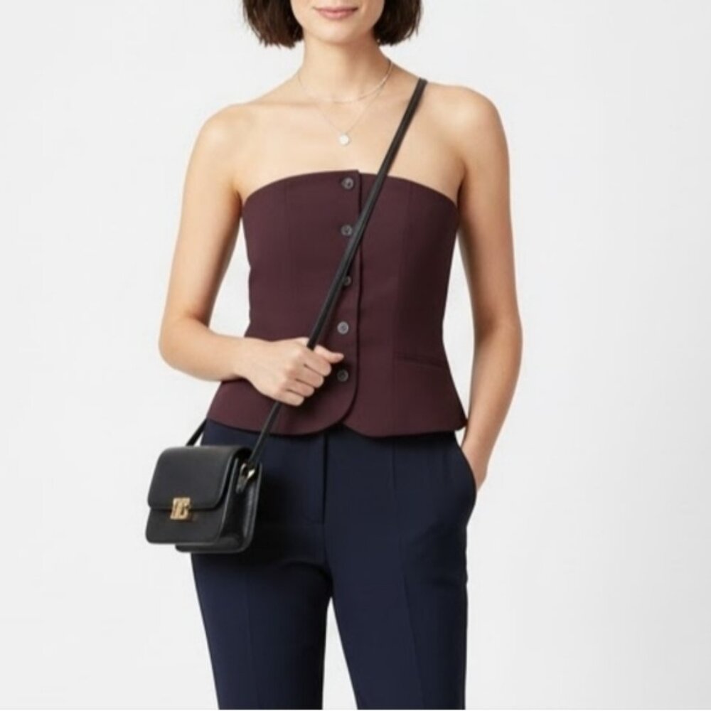 Maison D'Amelie Strapless Waistcoat Womens Size 0 Burgundy Brown Corset Vest